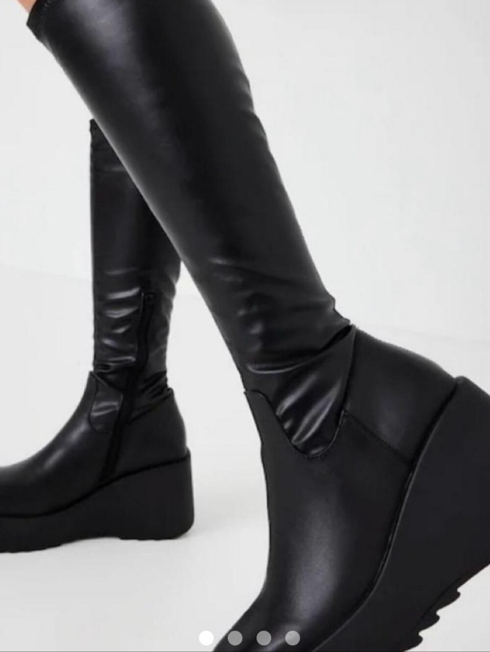 Steve Madden Black Over-the-Knee Platform Wedge Boots